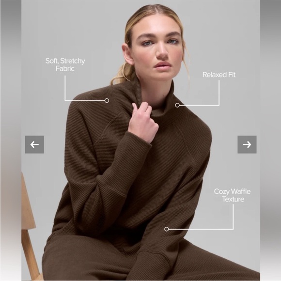 ALO Waffle Weekend Escape Mock Neck Long Sleeve Size Large Espresso Brown - Picture 4 of 12